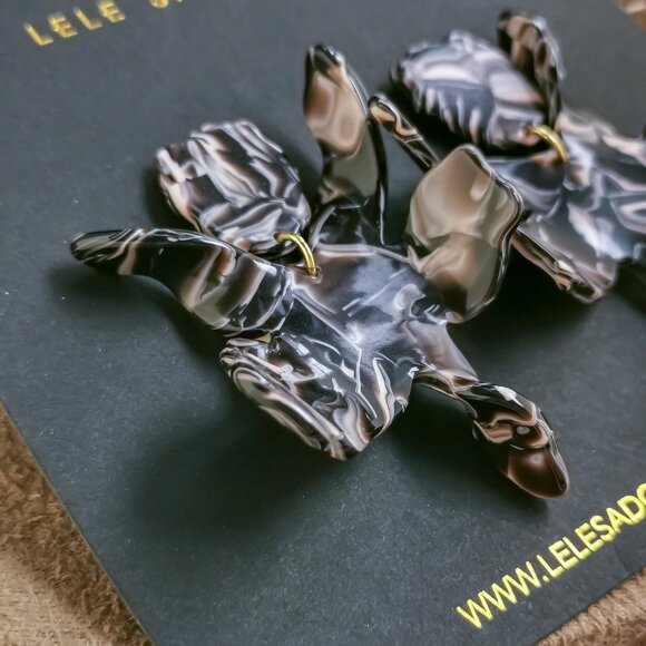 Lele Sadoughi Small Paper Lily Earrings, Maple - Picture 2 of 3